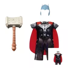 Fantasia Infantil Thor 2 Máscaras + Martelo 1 A 9 Anos