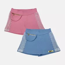 Short Saia Infantil Bengaline Com Arrastão Mila Filó