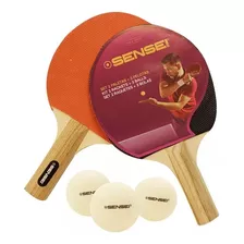 Set Ping Pong 2 Paletas 3 Pelotas Sensei Tenis De Mesa