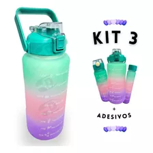 Qbx Kit 3 Garrafa Squeeze Academia Escola Galão 2l Antivazamento Cor Sortida