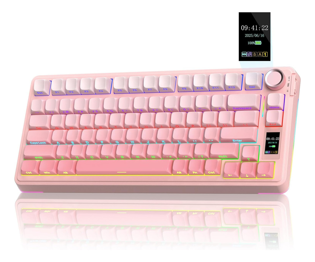 AULA S75 PRO PINK WHITE WIRELESS 75% RGB SW STAR VECTOR INGLÉS