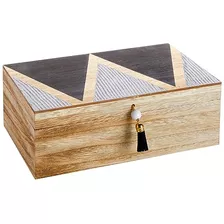 Caja Decorativa Pequeña De Madera Con Tapa Con Bisagras Y B