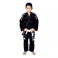 Kimono Jiu Jitsu Judo Algodão + Faixa Com Ponta Preta !!!