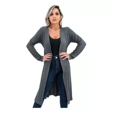 Kimono Feminino Longo Sobretudo Manga Longa Quentinho Social