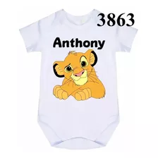 Roupa Bebê Body Bebê Rei Leão Com Nome Desejado C-3863