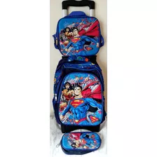 Mochila 3d Prim. Kit Lonchera Y Lapicera. Niño .super Man.