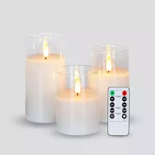 Pack De 3 Velas Led Realistas A Pila Con Control Remoto