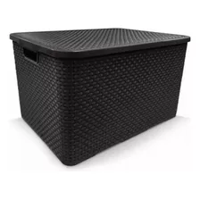 Caixa / Cesto Organizadora Rattan 25lt Preta Média + Brinde