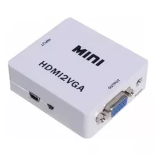 Mini Conversor Adaptador Hdmi Para Vga Hdmi2vga Saida Audio