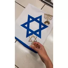 Kit Bandeira De Israel+estrela De Davi E Menora