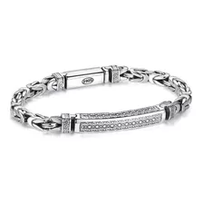 Pulsera De Patrón De Paz Para Hombre Hebilla Cadena De Plata