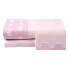 Lençol De Berço Americano 3pçs 100% Algodão Estampas Menina Cor Nuvem Rosa Desenho Do Tecido Estampados