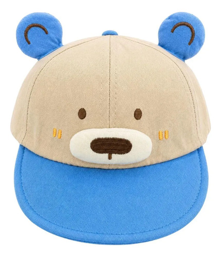 Boné Infantil Bebê Recém Nascido Bichos Personagens 1 A 3 An Azul01 Bebê Regulável Liso