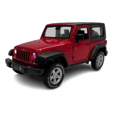 Miniatura Jeep Wrangler Vermelho Acende Luz E Som Metal 1:32