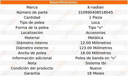 Polea Tipo  V  Metlica Dodge Dynasty L4 2.5l 89 K-nadian Foto 3