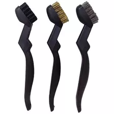 3 Escovas Profissional Aço Bronze Nylon Limpeza Casa Oficina