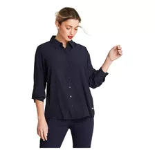 Blusa Manga Larga Camisera Azul