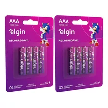 8 Pilhas Palito Recarregavel Aaa 1000 Mah 2 Blister Elgin