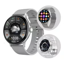 Smartwatch Reloj Inteligente Dt2 Caja Plateada, Triple Malla Color De La Caja Plateado Color De La Malla Gris Color Del Bisel Negro