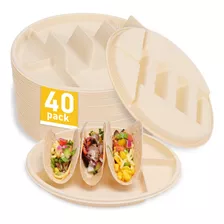 Viotiin Platos Desechables Para Tacos Con Divisores, Soporte