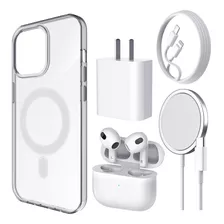 5kit Cargador Inalámbrico iPhone Magsafe + Audífonos + Funda