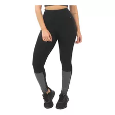 Calça Legging Fitness Academia Preta Com Cinza Mescla