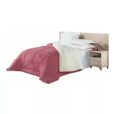 Coberdrom Casal Queen Size Sherpa Edredom Cobertor Rose