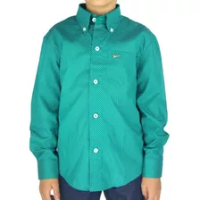 Camisa Infantil Fast Back Manga Longa Verde Estampada