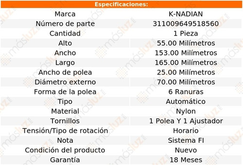 Tensor Accesorios Audi Tt Quattro V6 3.2l 04/06 K-nadian Foto 2