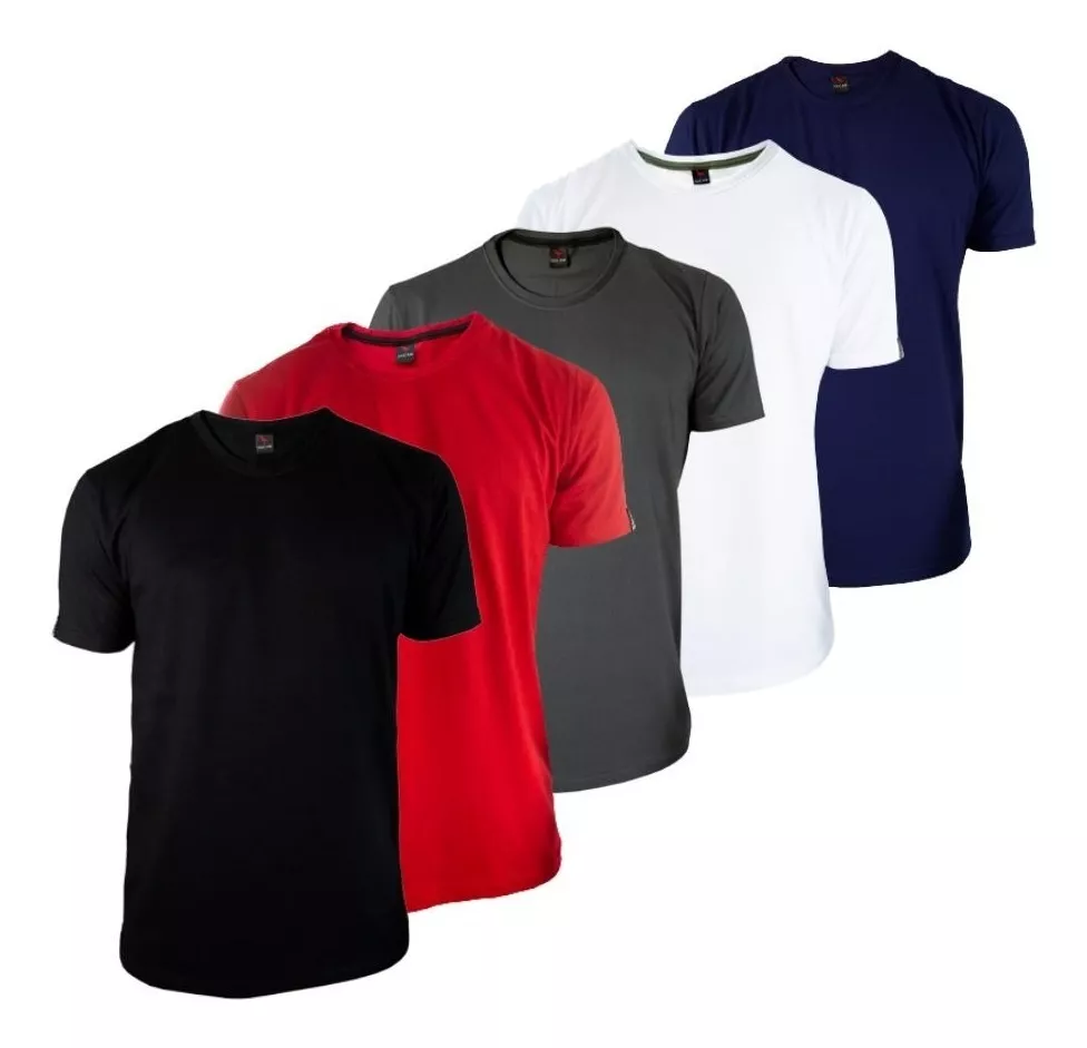 Kit Camisetas Masculinas 5 Camisas Basica Gola Redonda 