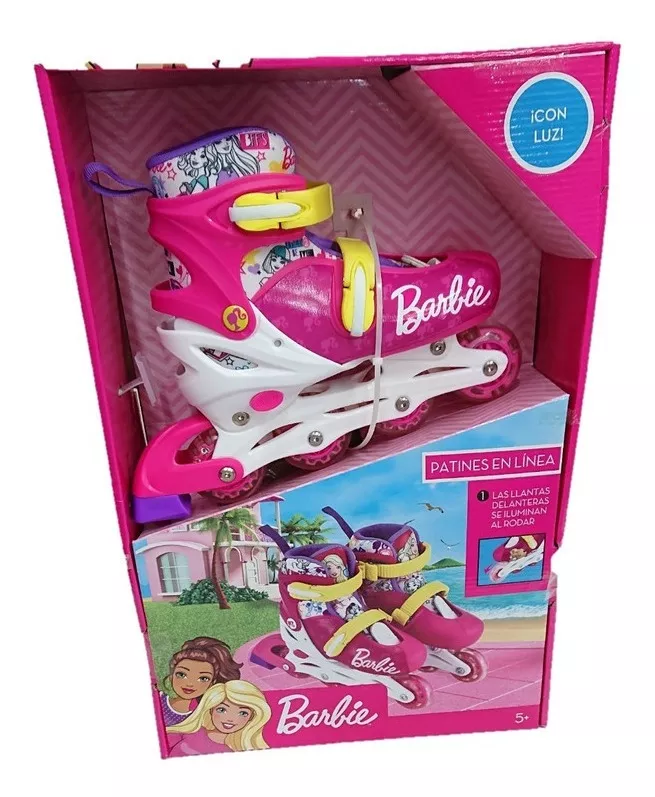 Patines En Linea Led Barbie Ajustables 19-21,22-25 