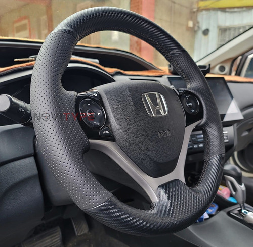 Funda Forro Cubre Volante Honda Civic 2012-2015 Fibra Y Piel Foto 2