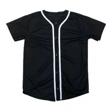 Jersey Casaca De Beisbol Lisa Moda Color Negro