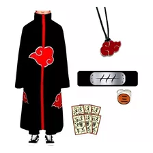 Manto Akatsuki + Bandana Fontes Termais + Colar E Anel Hidan