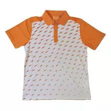 Camiseta Golf Cutter & Buck, Talla M, Color Blanco-naranja