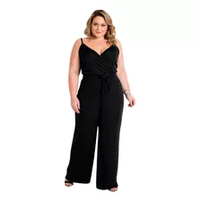 Macacão Preto De Alças Plus Size Marguerite