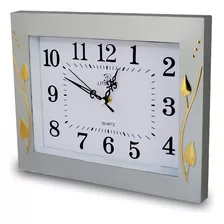 Relógio De Parede Moderno Cinza Com Flores 32x25cm Quartz