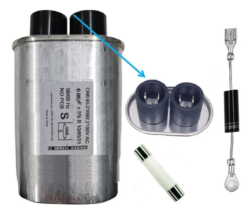 Kit Reparo Microondas Capacitor 0,95uf + Diodo + Fusivel