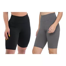 Kit 2 Bermudas Legging Feminina Ciclista Academia Suplex