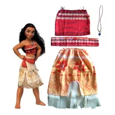 Fantasia Moana Infantil Brinde Colar Vestidos 2 A 8 Anos