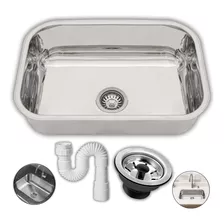 Cuba Inox Pia Cozinha 430 47x30x14 Com Válvula E Sifão Topd+