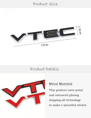 Emblema Metal Vtec Honda Civic Fit Accord Foto 4