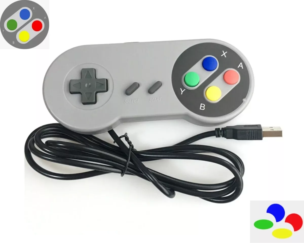 Controle Snes Super Nintendo - Entrada Usb Botões Coloridos