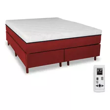 Colchão Magnético King 1,93x2,03 Massageador Energia Bio Quantica Infra Vermelho Anti Germes Com Cama Box Cor Bordô