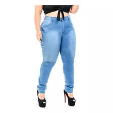 Calça Plus Size Jeans Cintura Alta Com Laycra 