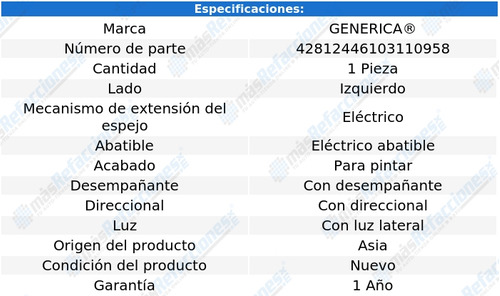 (1) Espejo Izq C/luz Lat E/abatible Generica A6 11_15 Foto 2