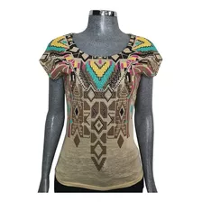 Blusa Estampado Tribal Juvenil Tela Fresca Para Mujer