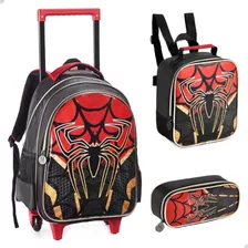 Kit Mochila Rodinha Infantil Menino Homem Aranha