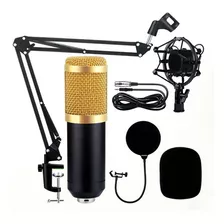 Microfone Condensador Completo Estúdio Profissional Mt-1026 Cor Preto/dourado