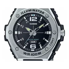 Relógio Casio Masculino Standard Mwa-100h-1avdf Cor Da Correia Preto Cor Do Bisel Prateado Cor Do Fundo Preto